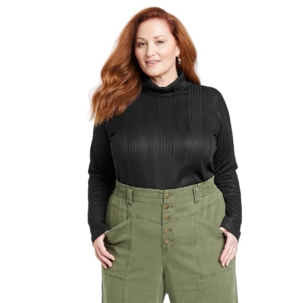Knox Rose Women’s 4X black long sleeved turtleneck top NWT